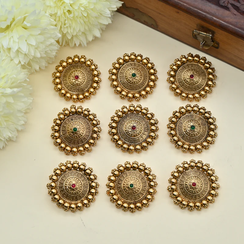 Kemp Chakra Set of 9 Bridal Choti Jada Billai